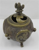Vintage Brass Asian Footed Incense Burner 4.5"