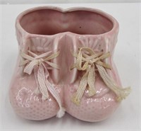 Vintage Pink Baby Shoes Planters Pot 3"