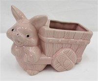 Vintage Ceramic Light Pink Bunny Planter 5"