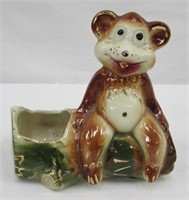 Vintage Ceramic Shawnee Bear on Log Planter 5.5"