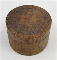 Vintage Indigenous Pyrography Wood Trinket Box
