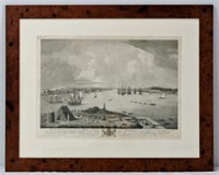 Framed Etching Town & Harbour of Halifax NS