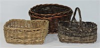 3pc Vintage Wicker Baskets