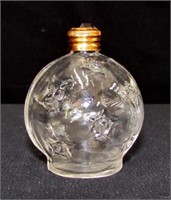 Vintage Round Glass Perfume Bottle w Top 2.5"