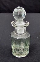 Vintage Octagonal Glass Perfume Bottle w Stopper