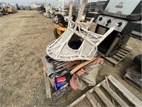 PALLET OF TENTS, CAMP CHAIRS, SLEDS