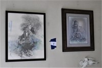 2 FRAMED PICTURES & WALL DECORATION