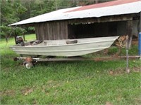 14' Aluminum Flatbottom boat w/15hp Mariner (prop