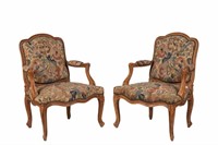 PAIR OF FRENCH UPHOLSTERED BERGERE CHAIRS