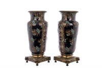 PAIR OF 19th C BRONZE MOUNTED PORCELAIN VASES