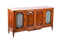 FRENCH CARVED WOOD SIDEBOARD WITH MARBLE TOP