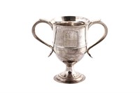 GEORGE III ENGLISH SILVER TWO HANDLED CUP, 367g