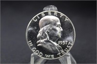 1957 Proof FBL Franklin Silver Half Dollar