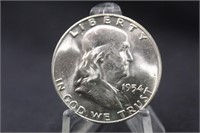 1954-D Uncirculated Franklin Silver Half Dollar
