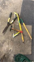 Assorted Tool Lot, Hammer, Hand Saw, Trimmers