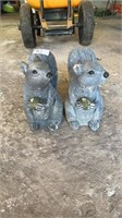 2 Squirrel yard figurines