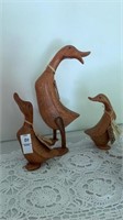 3 Pc Dcuk Wooden Duck Mantle Figures