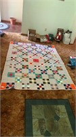 Hand Made Vintage Quilted Block Pattern Quilt