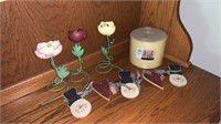 Lot of Floral Decorations and Candle