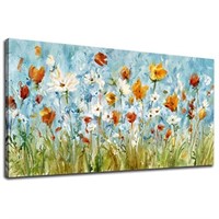 Brand New   Large Flowers Wall Art White Daisy Can