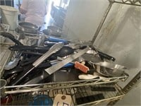 Metal Tray of Var Kitchen Utensils Spoons Tongs +