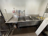 Stainless Steel Commercial Sink 3-Bay w/2 Faucets