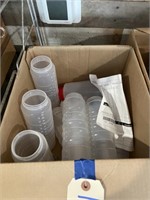 Box of Plastic Sauce Dispensers-New Some Lids