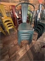 4-Metal Restaurant Chairs-Turquoise