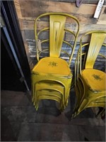 4-Metal Restaurant Chairs-Yellow