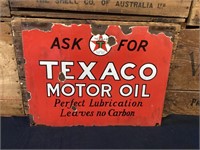 Original Texaco Motor Oil Enamel Rack Sign