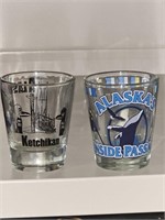 2 vintage shot glasses Alaska Inside Pass &