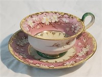 Fine Embossed China TEACUP & SAUCER.   One of a