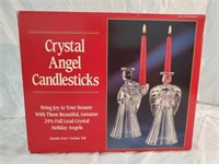 2 Lead Crystal Angel Candlesticks 7" tall with