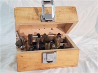 Small wood box with 9 different Router bits