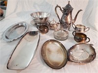 11 pieces of Silver Plate including Teapot with