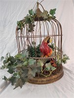 Vintage Brass Bird Cage with Wooden Bird &plastic