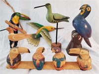 Bundle of 6 Wooden Bird Carvings