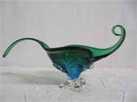 BLUE/GREEN ART GLASS DISH