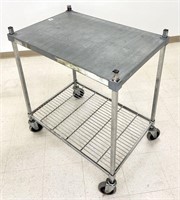 Amco rolling cart with polymer top shelf and wire