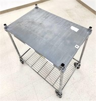 Amco rolling cart with polymer top shelf and wire