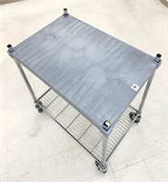 Amco rolling cart with polymer top shelf and wire