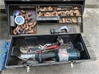 Plastic tool box with contents- see pictures