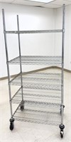 5 tier wire deck stem caster cart, 80" tall