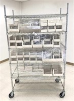 6 tier wire deck stem caster cart with