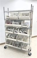 6 tier wire rolling shelf unit with assorted Lewis