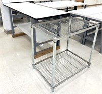 Work station table with steel base,