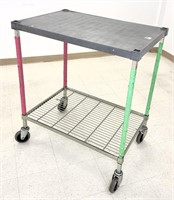 Amco two tier rolling cart, top shelf is polymer