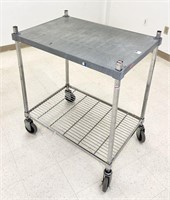 Amco two tier rolling cart, top shelf is polymer