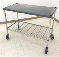 Amco 2 tier rolling cart, top shelf is polymer