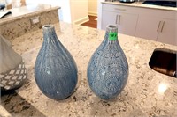 Pair of Light Blue Medallion Vases